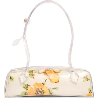 Alaïa Medium Le Teckel Floral Print East/west Shoulder Bag In White