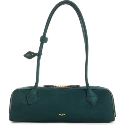 Alaïa Le Teckel Medium Suede Shoulder Bag In Green