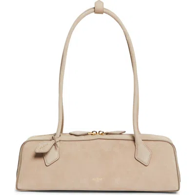 Alaïa Medium Le Teckel Suede East/west Shouder Bag In Sand