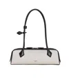 Alaïa Le Teckel Zip Shoulder Bag In Canvas And Leather In White