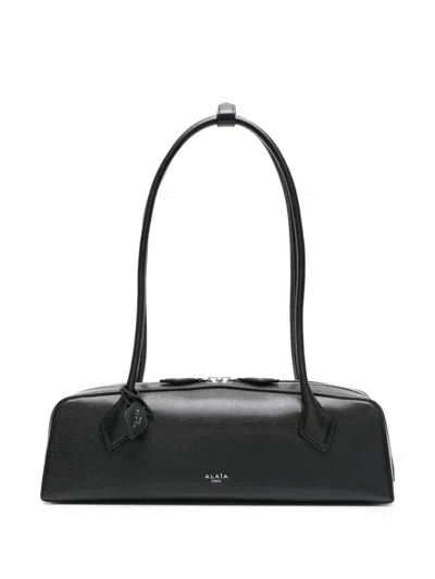 Alaïa Alaia Women Charcoal Suede Medium Le Teckel Shoulder Bag In Black