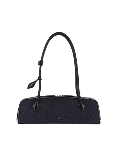 Alaïa Le Teckel Medium Suede Shoulder Bag In Blue