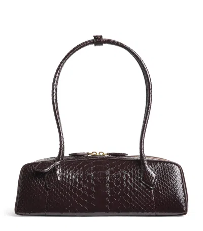Alaïa Medium Snakeskin Le Teckel Shoulder Bag In Brown