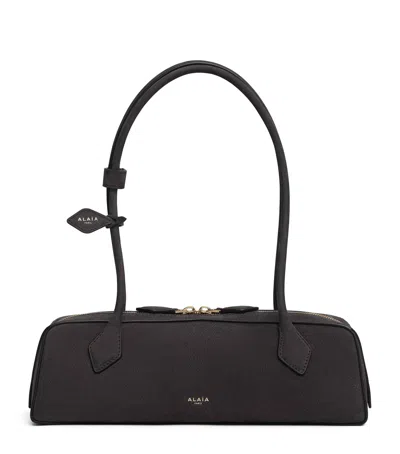 Alaïa Medium Suede Le Teckel Shoulder Bag In Black