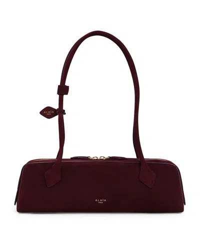 Alaïa Medium Suede Le Teckel Shoulder Bag In Red