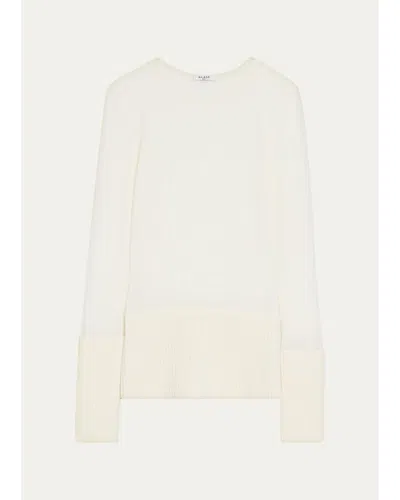 Alaïa Merino Wool Long-sleeve Crewneck Top In Black