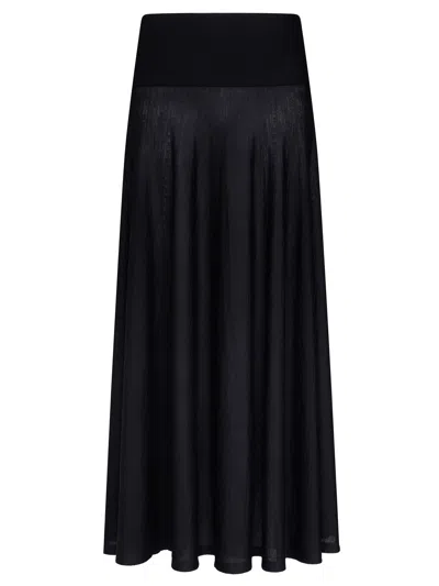 Alaïa Alaia Merino Wool Maxi Skirt In Blue
