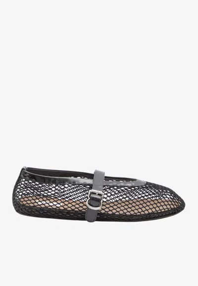 Alaïa Mesh And Leather Ballet Flats In Black