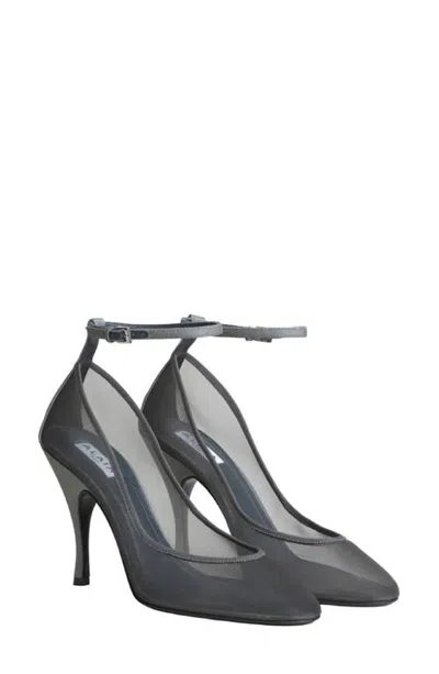 Alaïa Mesh Ankle Strap Pump In Gray