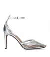 Alaïa 90 Fishnet And Metallic Leather Pumps In Silver