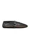 Alaïa Patent Leather-trimmed Mesh Ballet Flats In Black