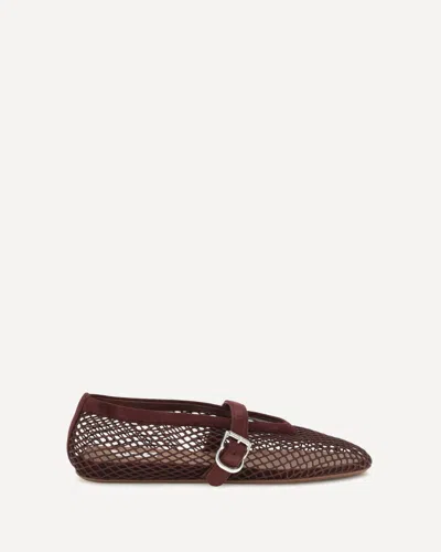 Alaïa Mesh Ballerinas In Burgundy