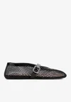 Alaïa Alaia Women Ballet Flats Mesh Ballerinas With Patent Leather Profiles In Black