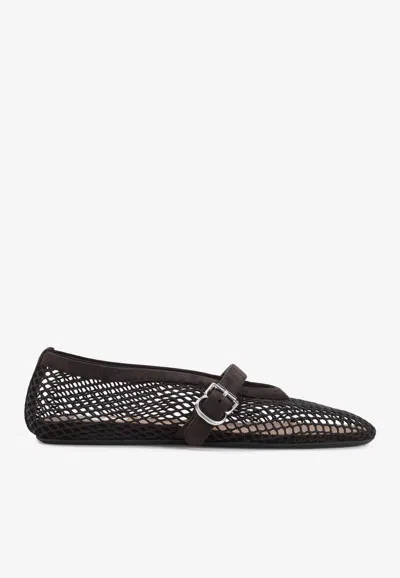 Alaïa Mesh Ballet Flats In Brown