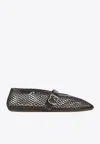 Alaïa Alaia Women Ballet Flats Mesh Ballerinas With Patent Leather Profiles In Animal Print
