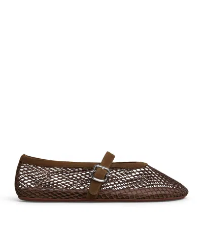 Alaïa Mesh Ballet Flats In Brown