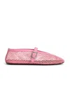 Alaïa Womens Azzedine Alaia Buckled-strap Crochet Ballet Flats In Pink