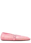 Alaïa Patent Leather-trimmed Mesh Ballet Flats In Pink