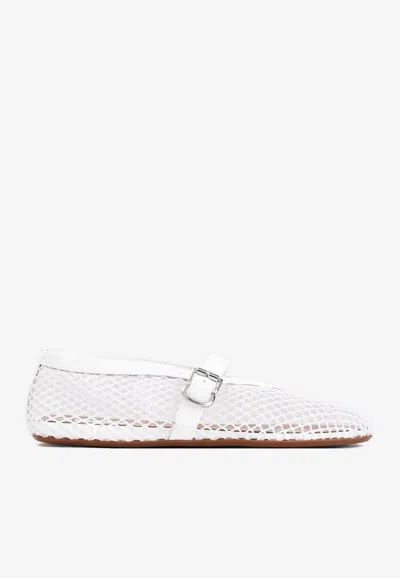 Alaïa Mesh Ballet Flats In White