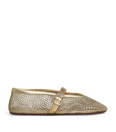Alaïa Mesh Ballet Flats In Gold