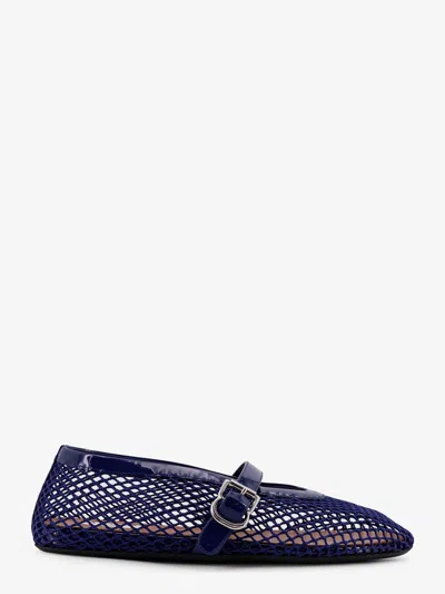 Alaïa Mesh Ballet Flats With Patent Leather Profile In Blue
