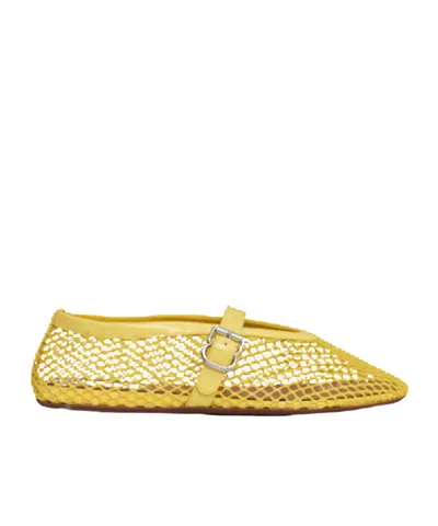 Alaïa Mesh Ballet Flats In Yellow