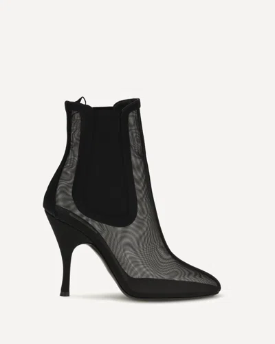 Alaïa Mesh Chelsea Ankle Boots In Black