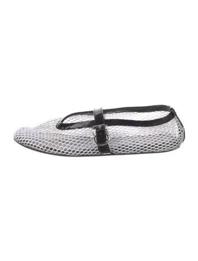 Pre-owned Alaïa Mesh Colorblock Pattern Mary Jane Flats In Black