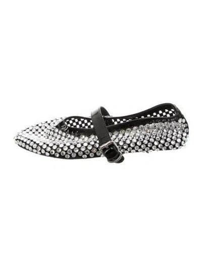 Pre-owned Alaïa Mesh Crystal Embellishments Mary Jane Flats In Black