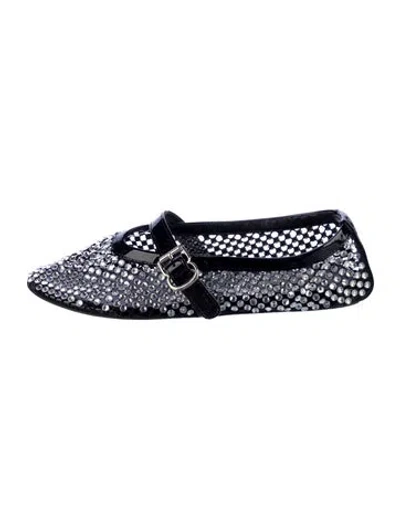 Pre-owned Alaïa Mesh Crystal Embellishments Mary Jane Flats In Blue