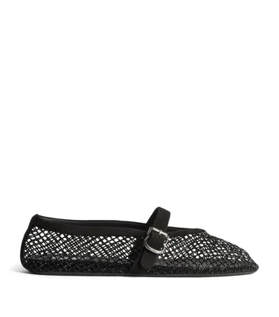 Alaïa Mesh Embellished Ballet Flats In Black