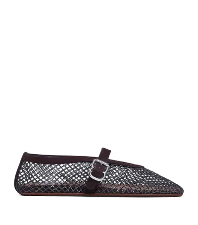Alaïa Flat Ballerinas In Mesh And Suede In Multi