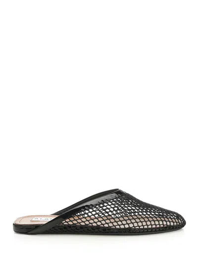 ALAÏA MESH FLAT MULE SCARPE BASSE BLACK
