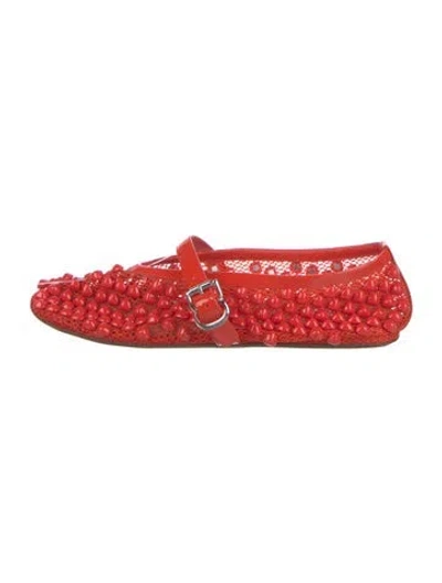 Pre-owned Alaïa Mesh Flats In Red