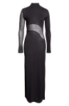 Alaïa Sheer Bodice High-neck Dress In Black