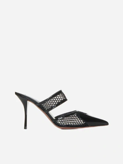 Alaïa Women's 90mm Patent Leather & Mesh Mules In Black