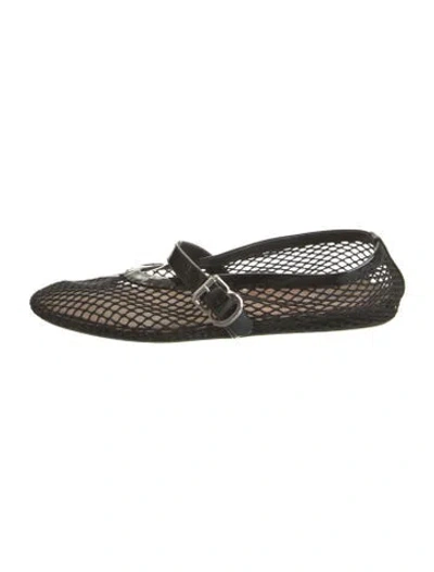 Pre-owned Alaïa Mesh Lace Pattern Ballet Flats In Black