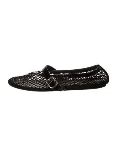 Pre-owned Alaïa Mesh Lace Pattern Ballet Flats In Black