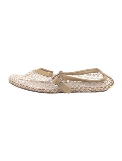 Pre-owned Alaïa Mesh Lace Pattern Ballet Flats In Neutrals