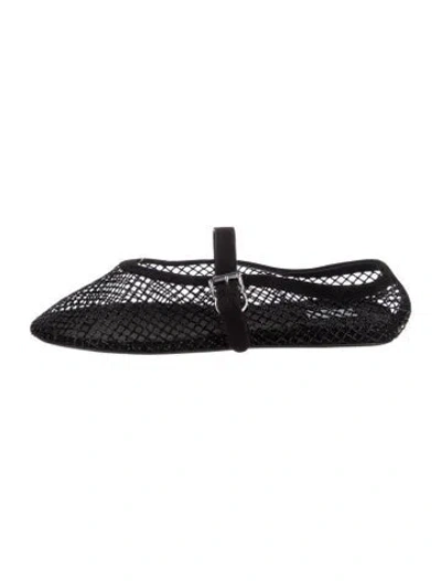 Pre-owned Alaïa Mesh Lace Pattern Ballet Flats W/ Tags In Black