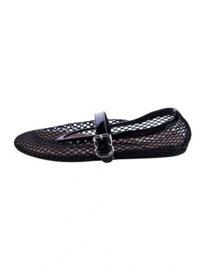 Pre-owned Alaïa Mesh Lace Pattern Mary Jane Flats In Black