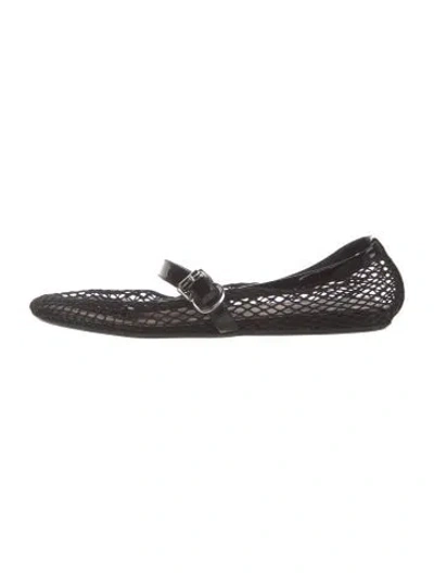 Pre-owned Alaïa Mesh Lace Pattern Mary Jane Flats In Black