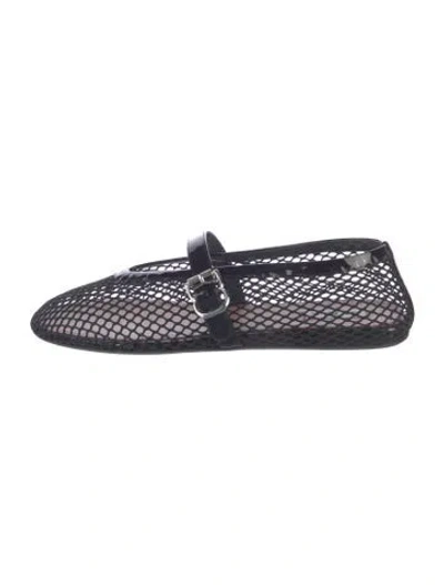 Pre-owned Alaïa Mesh Lace Pattern Mary Jane Flats In Black