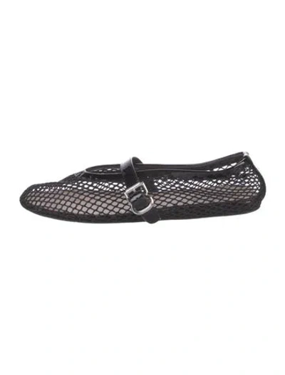 Pre-owned Alaïa Mesh Lace Pattern Mary Jane Flats In Black