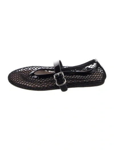 Pre-owned Alaïa Mesh Lace Pattern Mary Jane Flats In Black