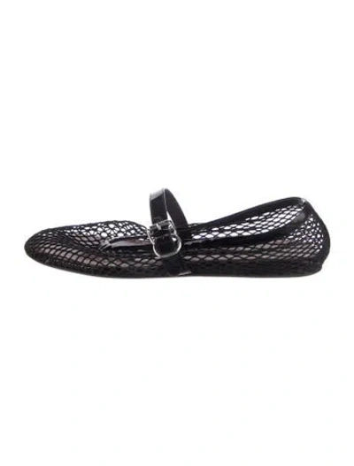 Pre-owned Alaïa Mesh Lace Pattern Mary Jane Flats In Black
