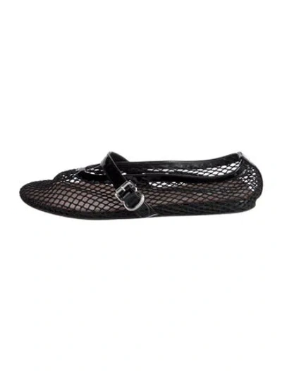 Pre-owned Alaïa Mesh Lace Pattern Mary Jane Flats In Black