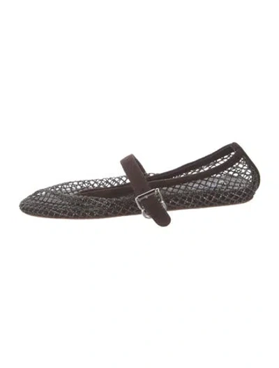 Pre-owned Alaïa Mesh Lace Pattern Mary Jane Flats In Brown