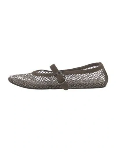 Pre-owned Alaïa Mesh Lace Pattern Mary Jane Flats In Multicolor