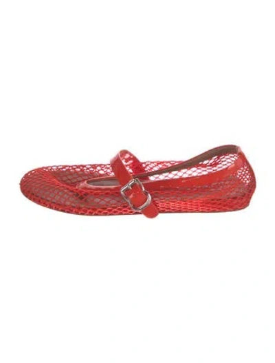 Pre-owned Alaïa Mesh Lace Pattern Mary Jane Flats In Orange